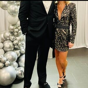 Zhivago gold/ black sequin dress w/ attached belt